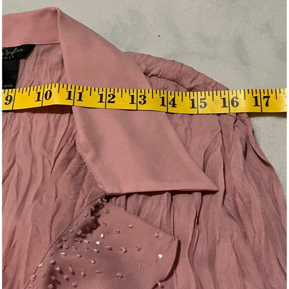 Sunny Taylor Womens Pink Long-Sleeve Blouse W/ Beaded & Lace Accents - Picture 6 of 12